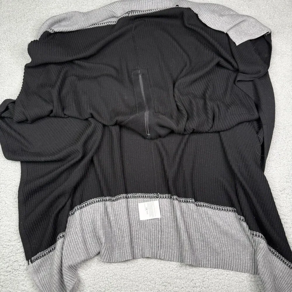 Lululemon‎ On The Go Poncho Womens Black Grey Merino Wool Sweater Half Zip Cape